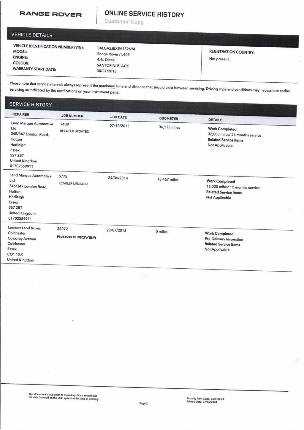 LAND ROVER RANGE ROVER