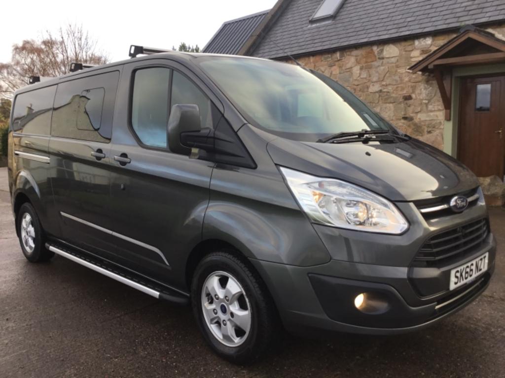 View FORD TRANSIT CUSTOM 2.0ltr TDCi 310 LWB LIMITED FACTORY DOUBLE CAB 6 SEATER DCIV KOMBI VAN 170ps