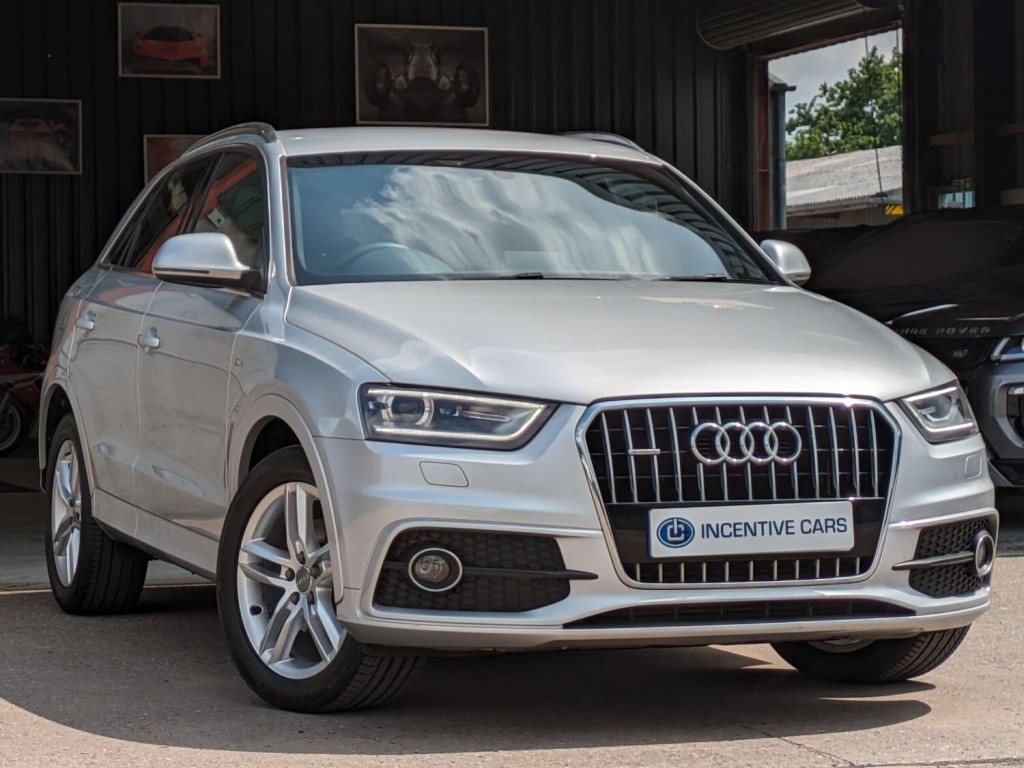 View AUDI Q3 2.0 TDI S line Automatic. 2 OWNERS. SAT NAV PLUS. DVD PLAYER. HEATED FULL LEATHER. BLUETOOTH.