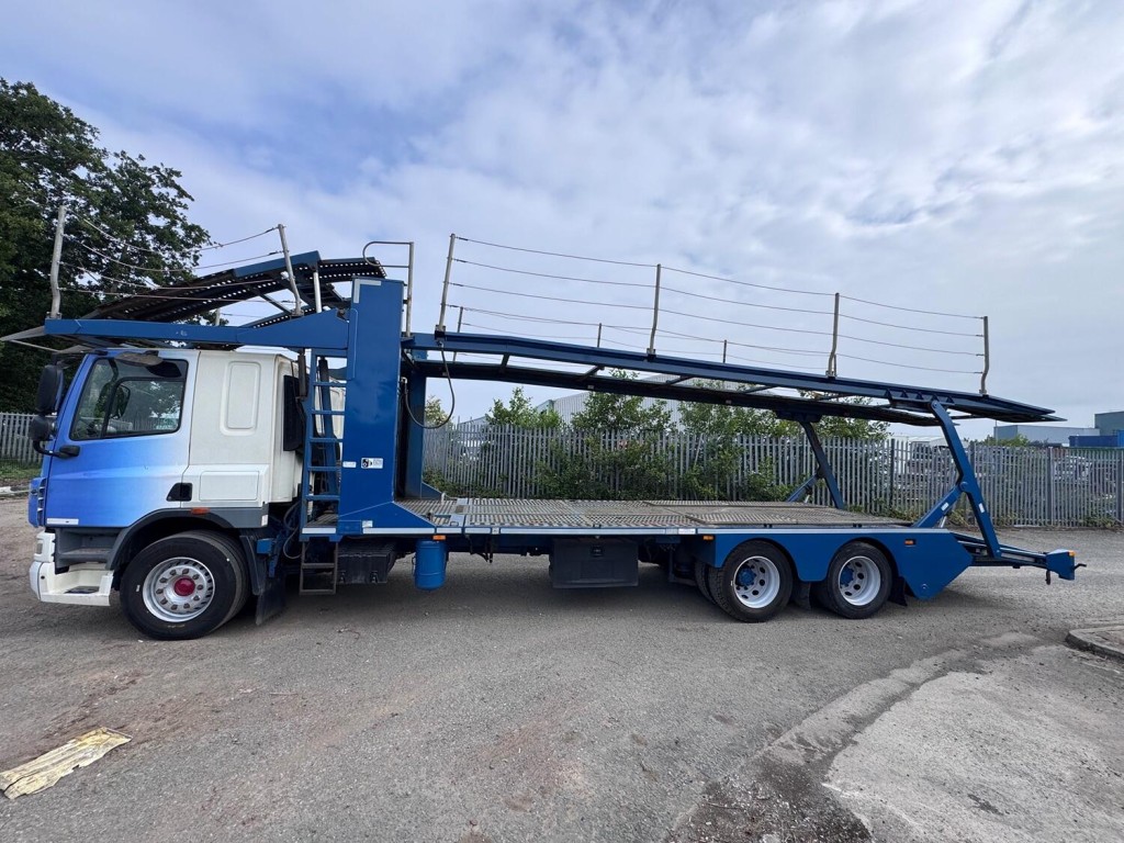 View DAF CF 75 310 6x2 + Belle 5 Car Transporter Body. Scissor Deck.  Manual Winch. Long MOT.