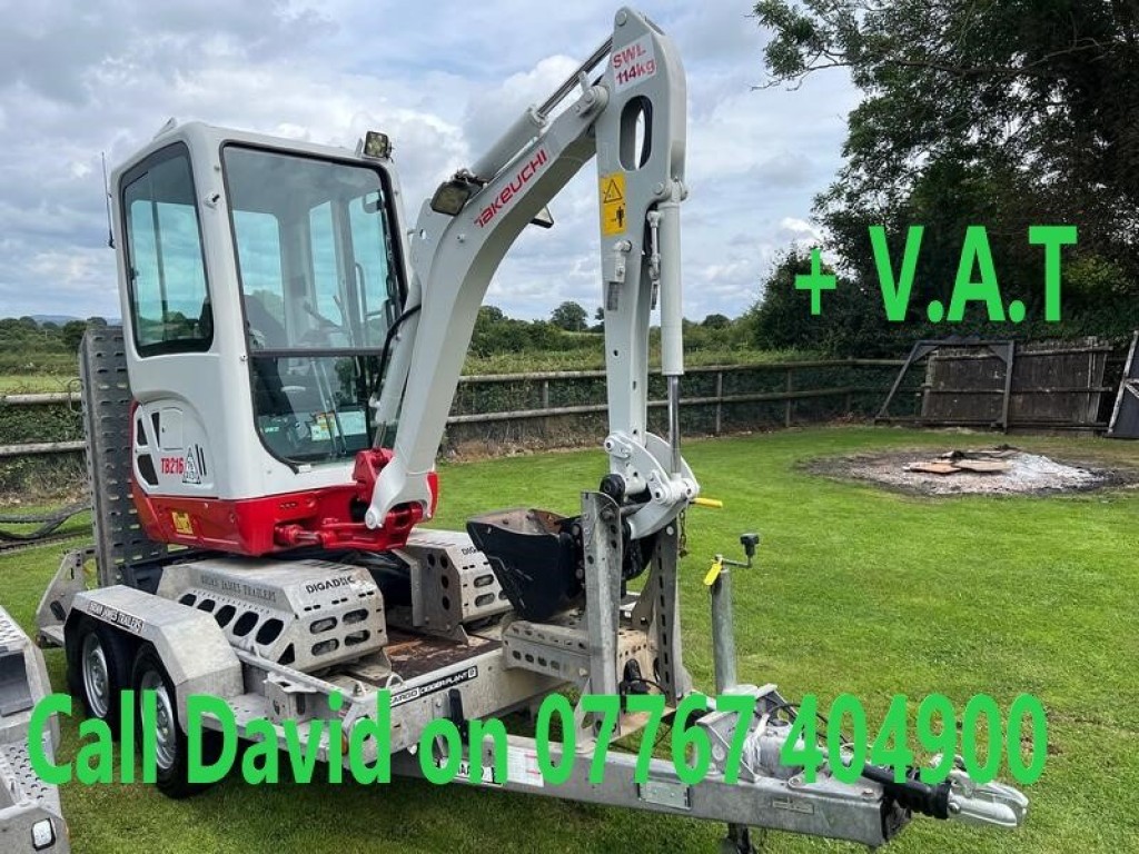 View 1925 CROSSLEY Takeuchi TB216 Full Cab Mini Digger