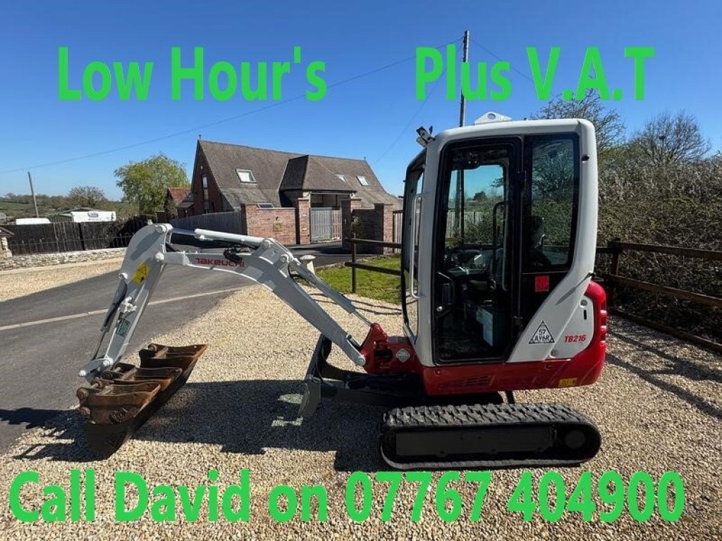 1925 CROSSLEY Takeuchi TB216 Cab Mini Digger 1,803 Hrs