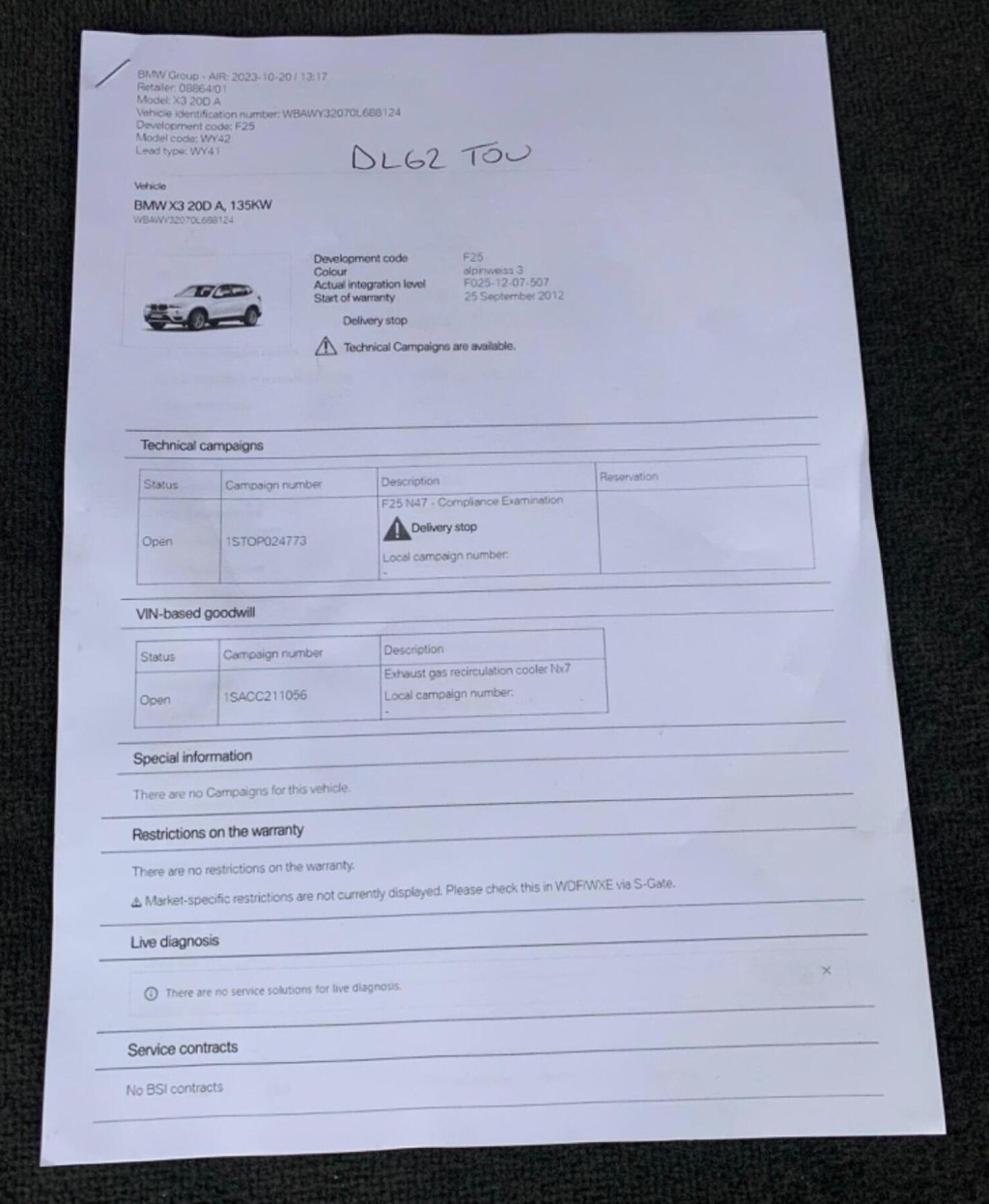 BMW X3 2.0 20d SE Auto xDrive Euro 5 (s/s) 5dr 2012