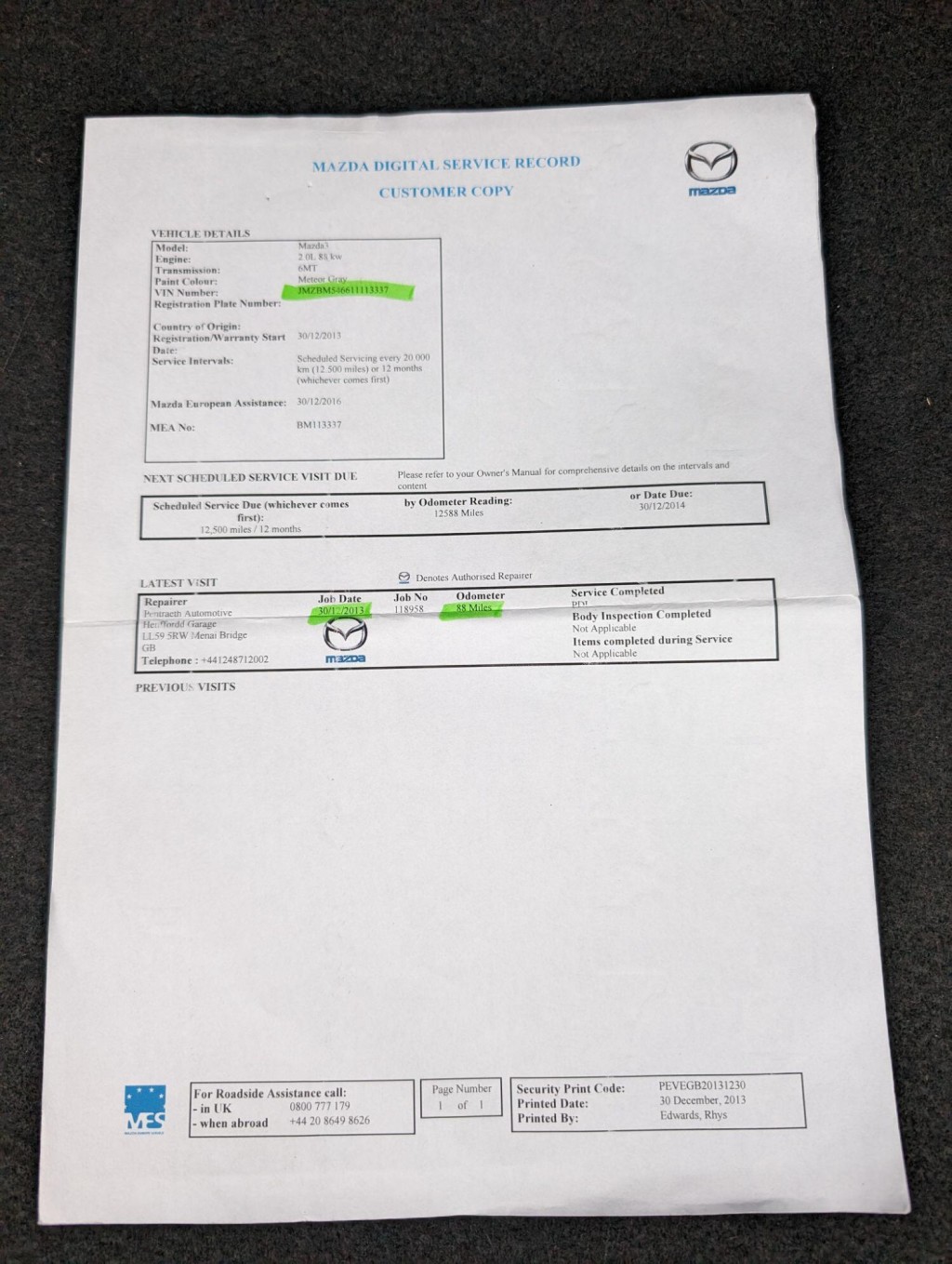 MAZDA MAZDA3 2.0 SKYACTIV-G Sport Nav Euro 5 (s/s) 5dr 2014