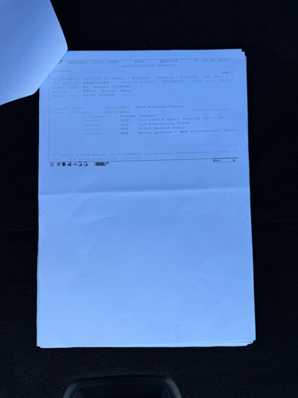 BMW 3 SERIES 2.0 320d M Sport Touring Auto Euro 5 (s/s) 5dr 2012