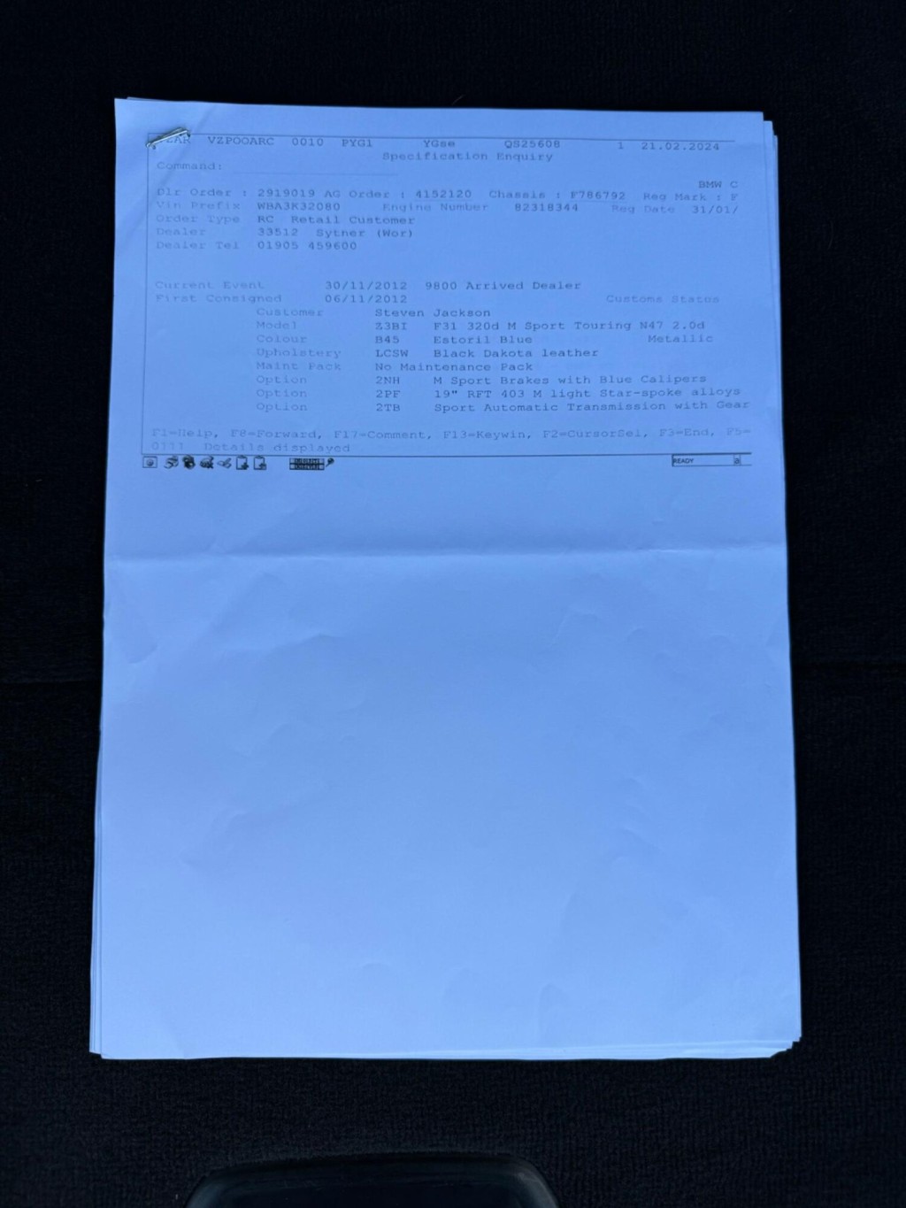 BMW 3 SERIES 2.0 320d M Sport Touring Auto Euro 5 (s/s) 5dr 2012