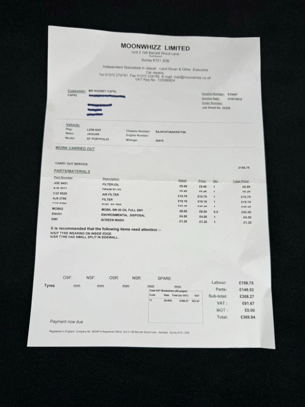 JAGUAR XF 3.0d V6 Portfolio Auto Euro 5 4dr 2009