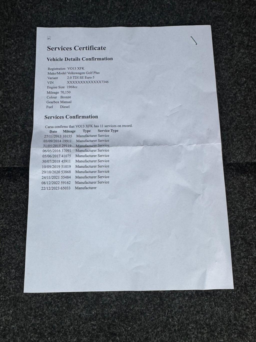 VOLKSWAGEN GOLF PLUS 2.0 TDI SE Euro 5 5dr 2013