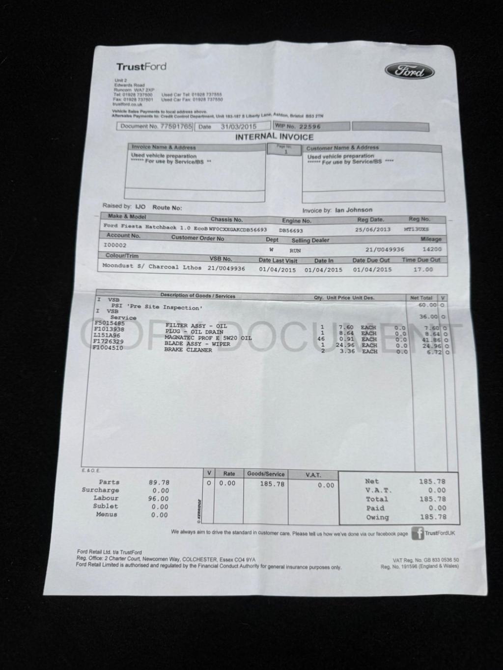 FORD FIESTA 1.0T EcoBoost Zetec Euro 5 (s/s) 3dr 2013