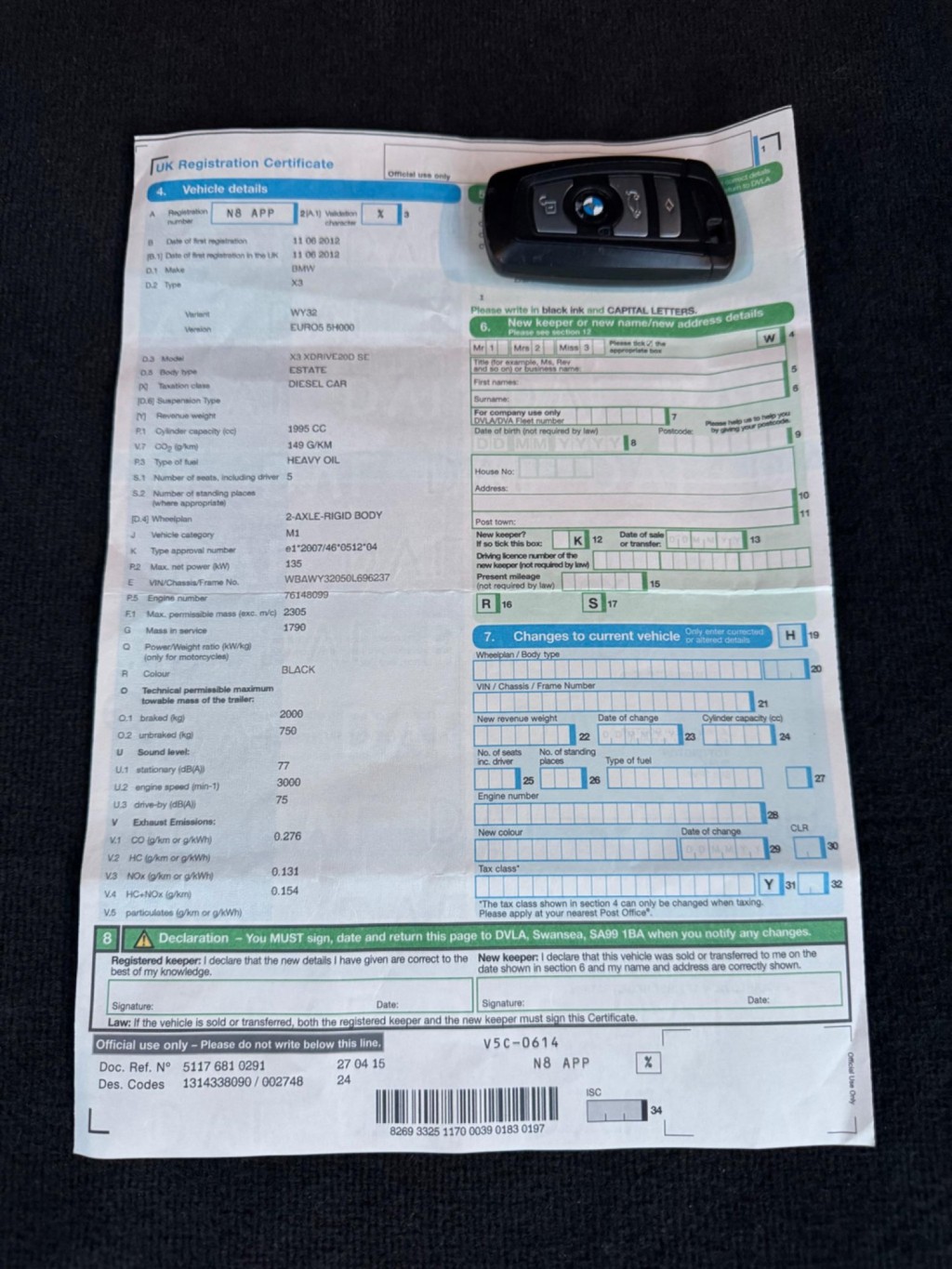 BMW X3 2.0 20d SE xDrive Euro 5 (s/s) 5dr 2012