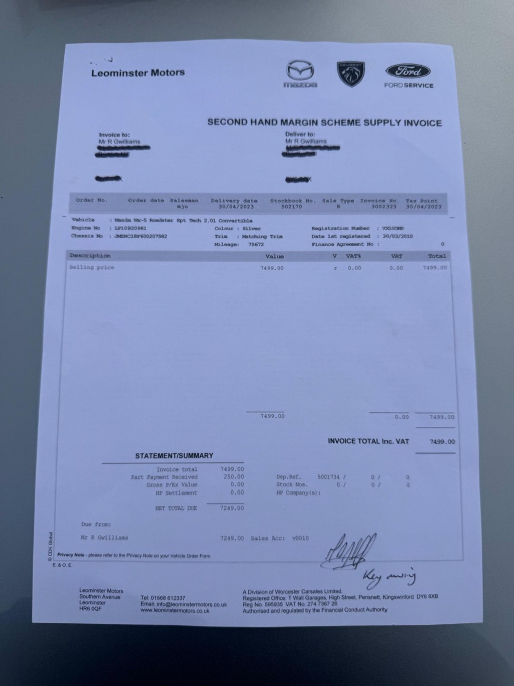 MAZDA MX-5 2.0i Sport Tech Euro 4 2dr 2010