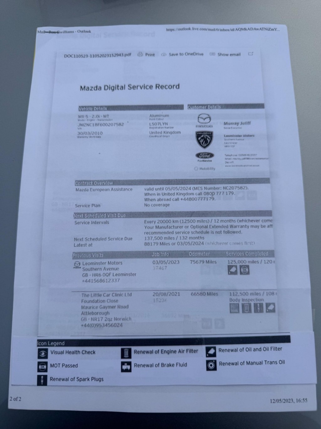 MAZDA MX-5 2.0i Sport Tech Euro 4 2dr 2010