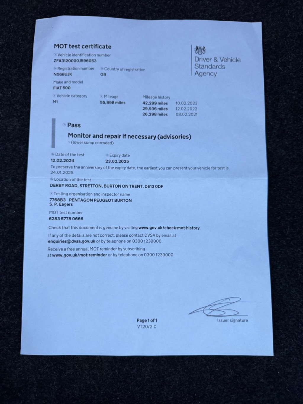 FIAT 500 1.2 Lounge Euro 6 (s/s) 3dr 2016
