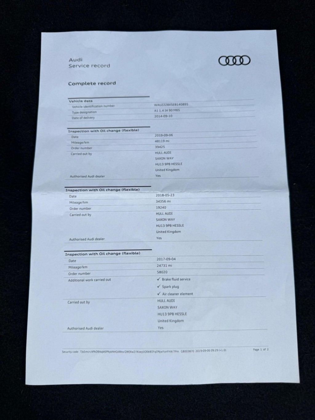 AUDI A1 1.4 TFSI Sport Euro 5 (s/s) 3dr 2014
