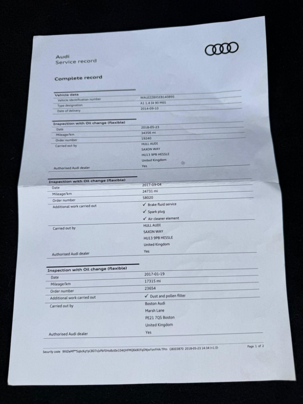 AUDI A1 1.4 TFSI Sport Euro 5 (s/s) 3dr 2014