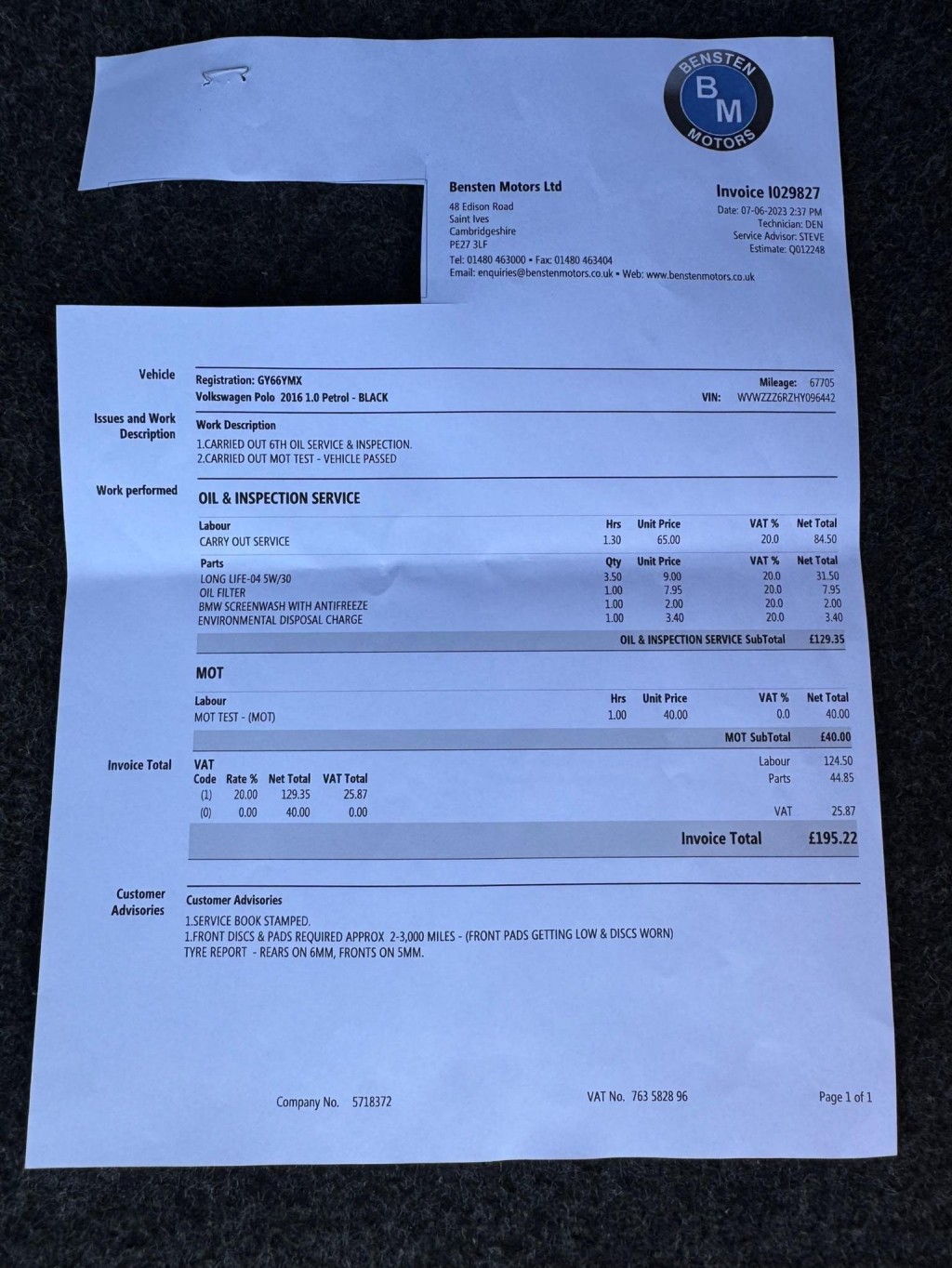 VOLKSWAGEN POLO 1.0 BlueMotion Tech beats Euro 6 (s/s) 3dr 2016