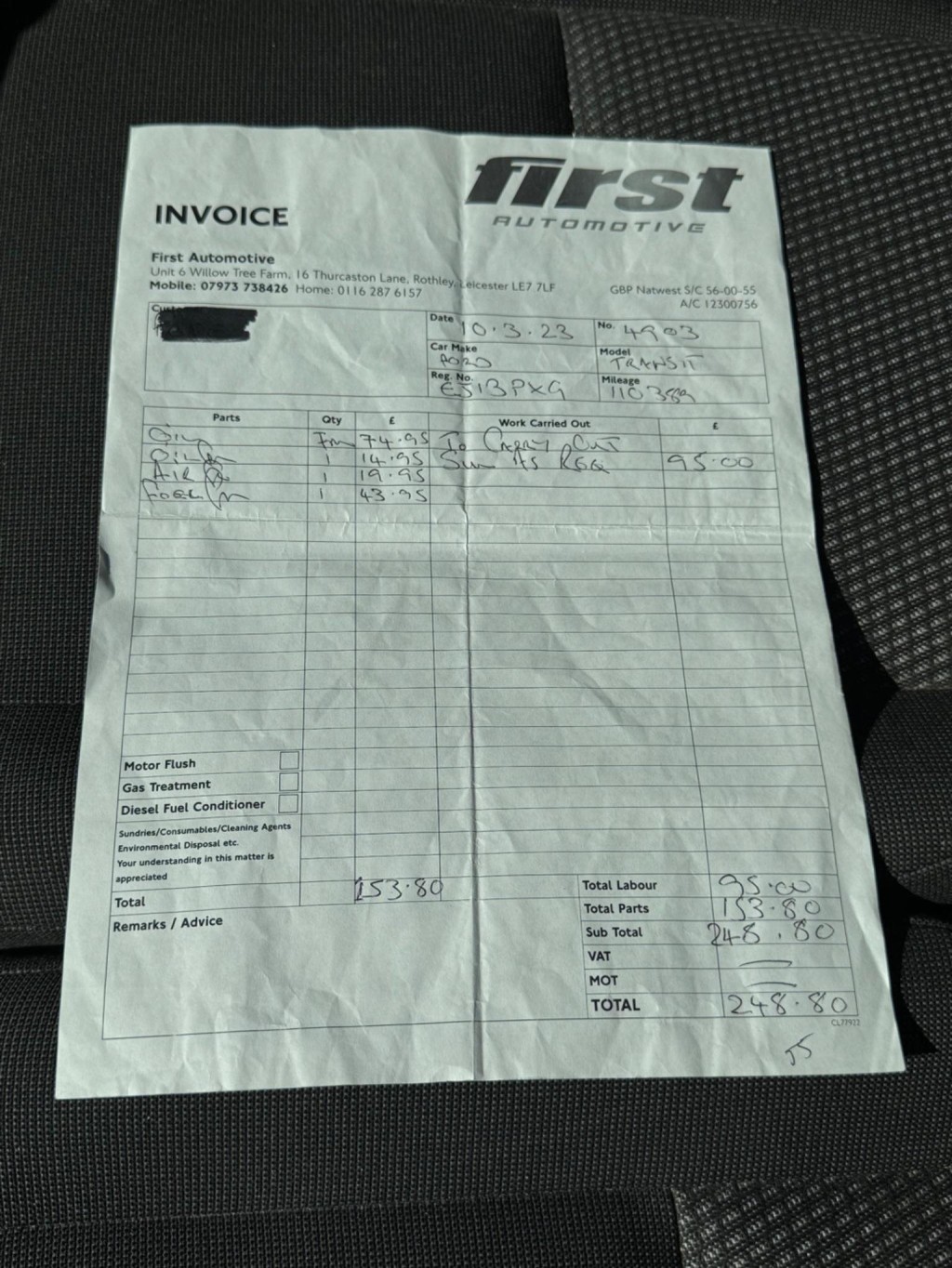 FORD TRANSIT CUSTOM 2.2 TDCi 270 ECOnetic L1 H1 5dr 2013