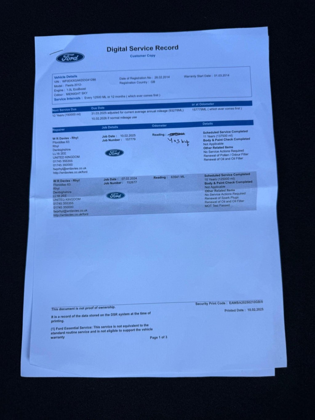 FORD FIESTA 1.0T EcoBoost Titanium Euro 5 (s/s) 5dr 2014