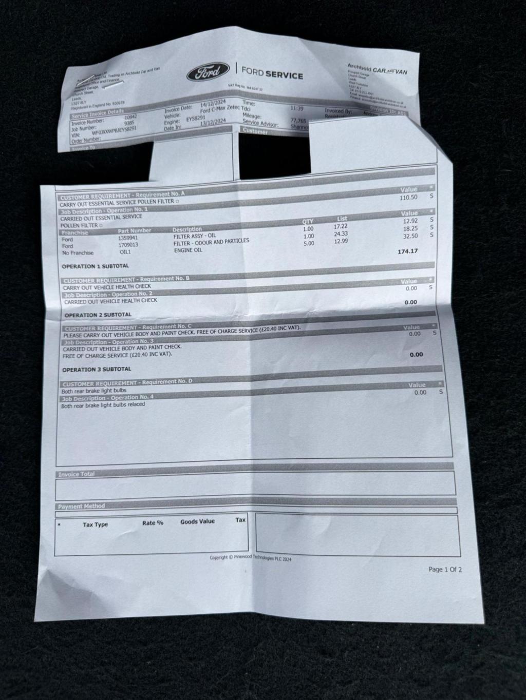 FORD C-MAX 1.6 TDCi Zetec Euro 5 5dr 2014