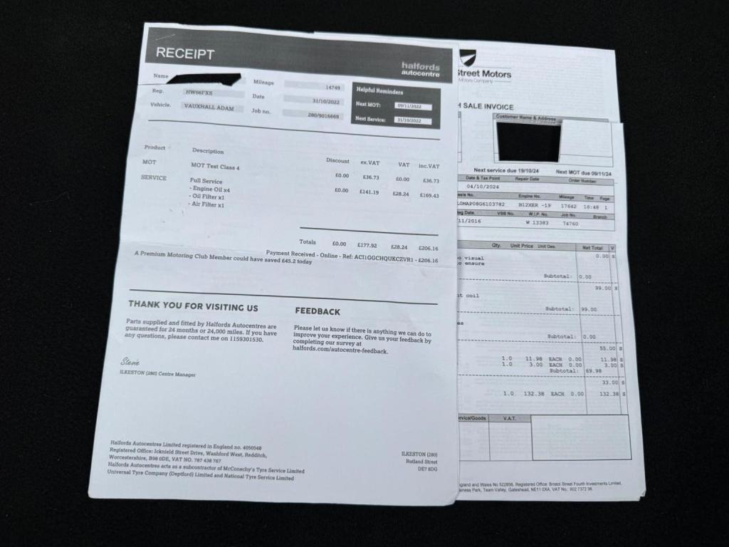 VAUXHALL ADAM 1.2i GLAM Euro 6 3dr 2016