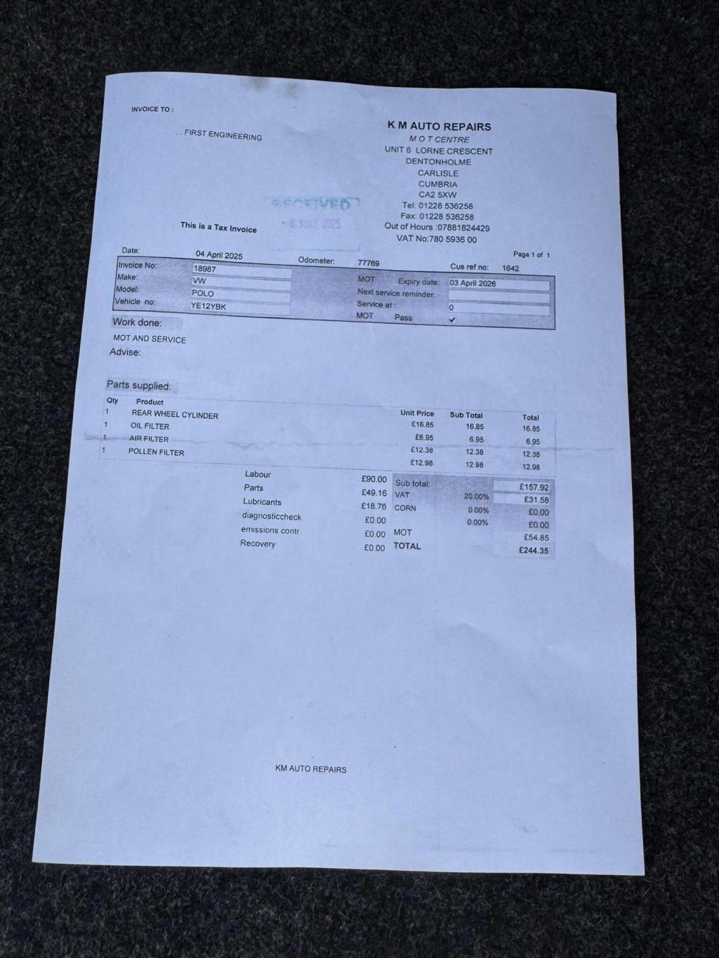 VOLKSWAGEN POLO 1.2 Match Euro 5 5dr 2012