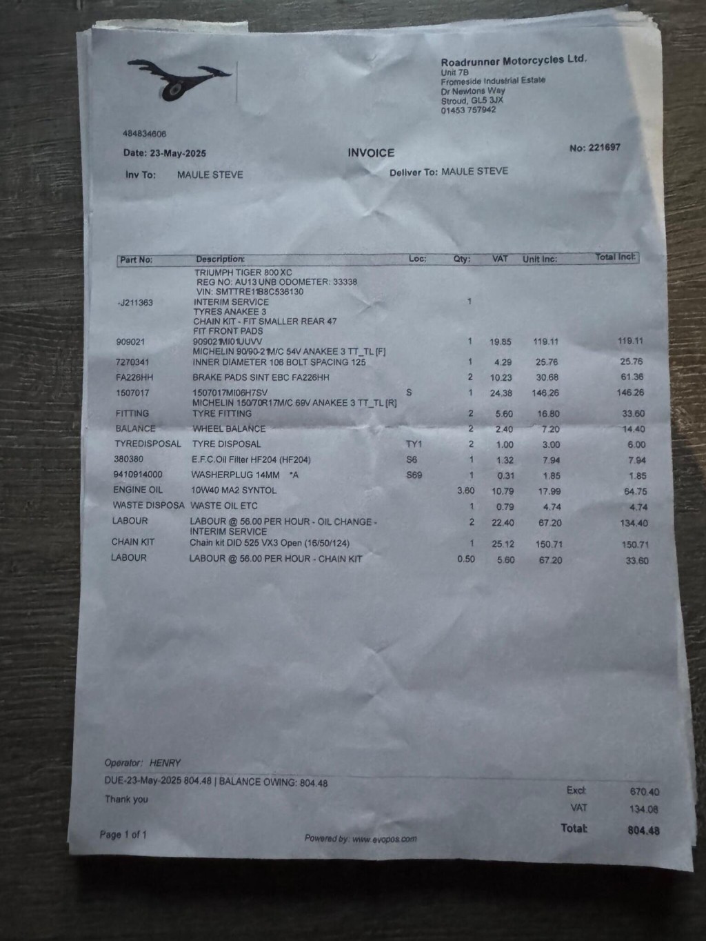 TRIUMPH TIGER 800 800 XC 2013