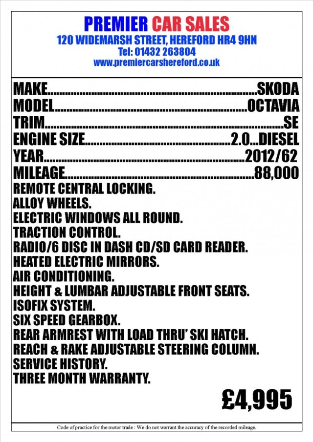 SKODA OCTAVIA 2.0 TDI SE