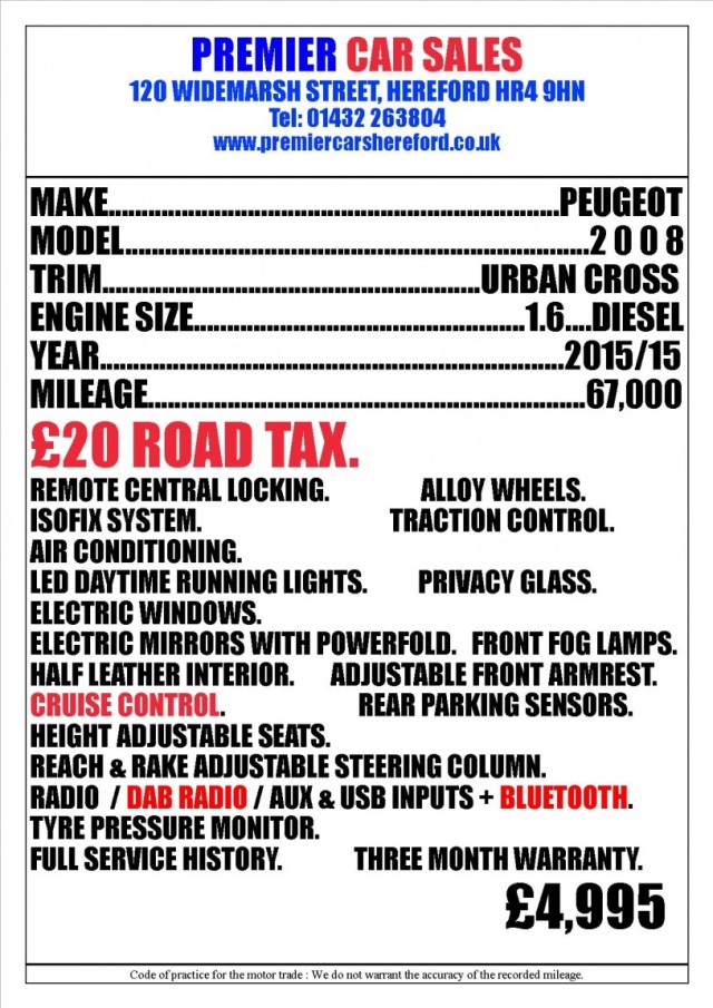PEUGEOT 2008 1.6 BlueHDi Urban Cross